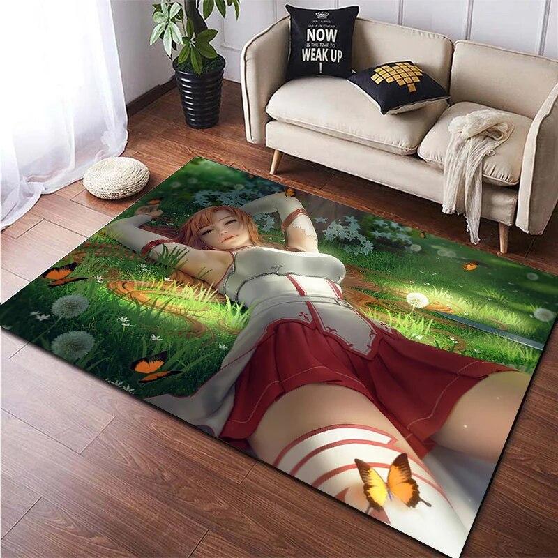 Hot Anime SAO Sword Art Online Modern House Living Room Floor Matte Bedroom Carpet Poster Mat Pattern Decorative Square Rug Gift