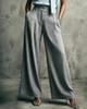 Women High Waisted Wide Leg Palazzo Pants Light Blue Denim Look Trousers
