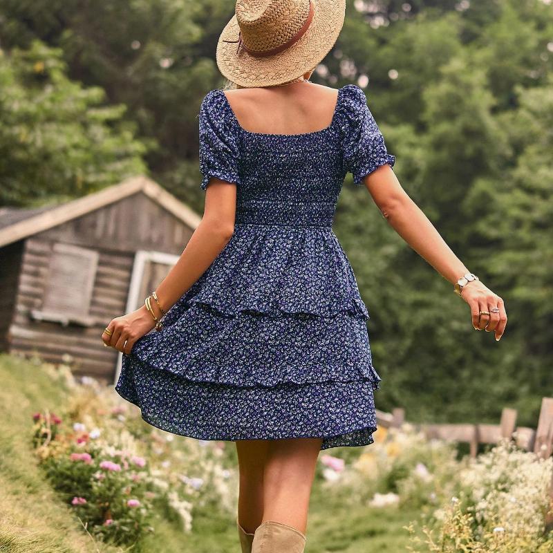 Romantic Dress Floral Long Sleeve Short Sleeve Cake
