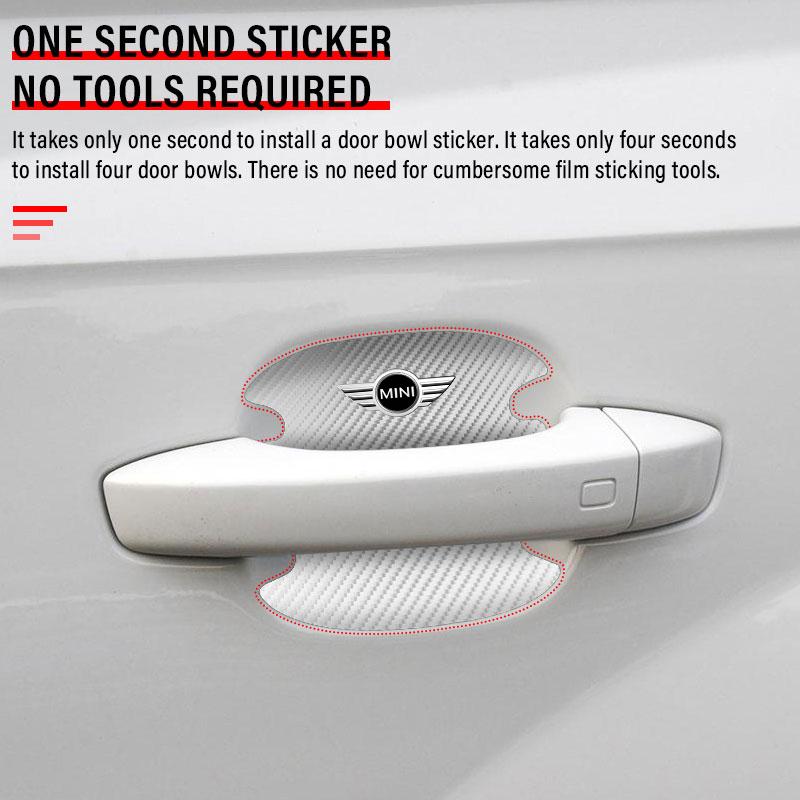 4PCS Carbon fiber Car Door Handle Protection Sticker Emblem Accessories For MINI Cooper Countryman Clubman F54 F56 F55 F60 R60 R61