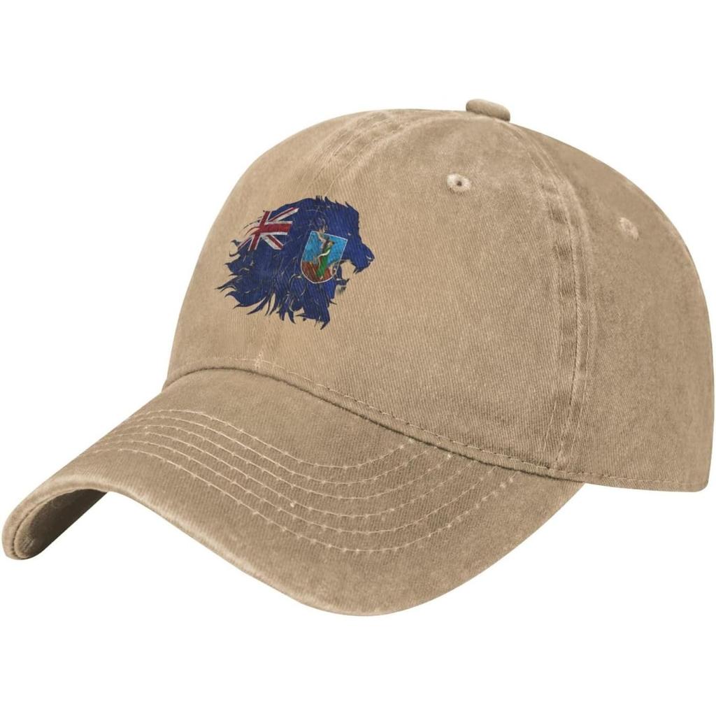 Montserrat Flag Lion Washed Baseball Cap Vintage Distressed Cotton Dad Hat for Unisex
