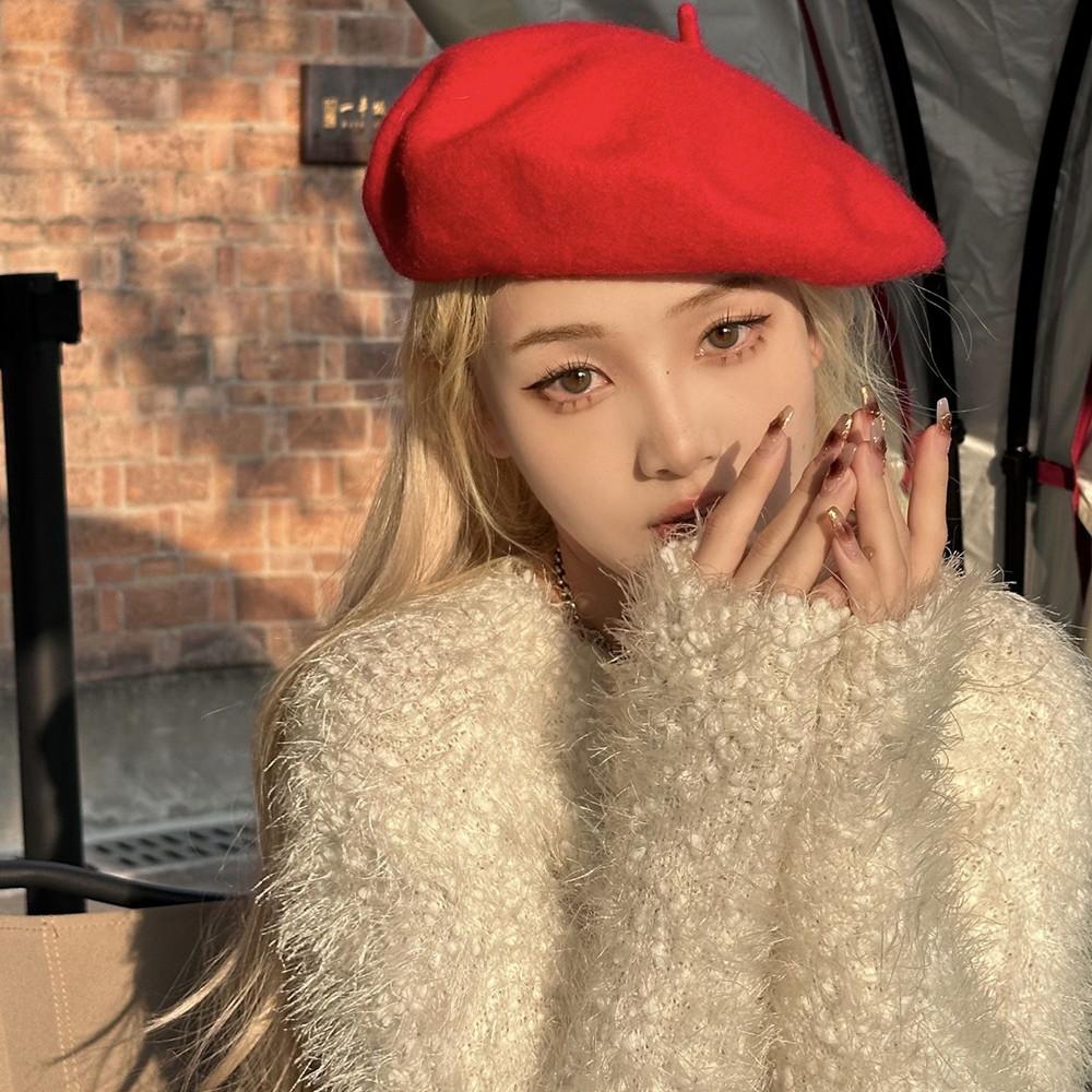 Women Wool Berets French Artist Style Spring Autumn Beanie Hat Retro Plain Beret Solid All Matched Caps Elegant Lady Street Caps