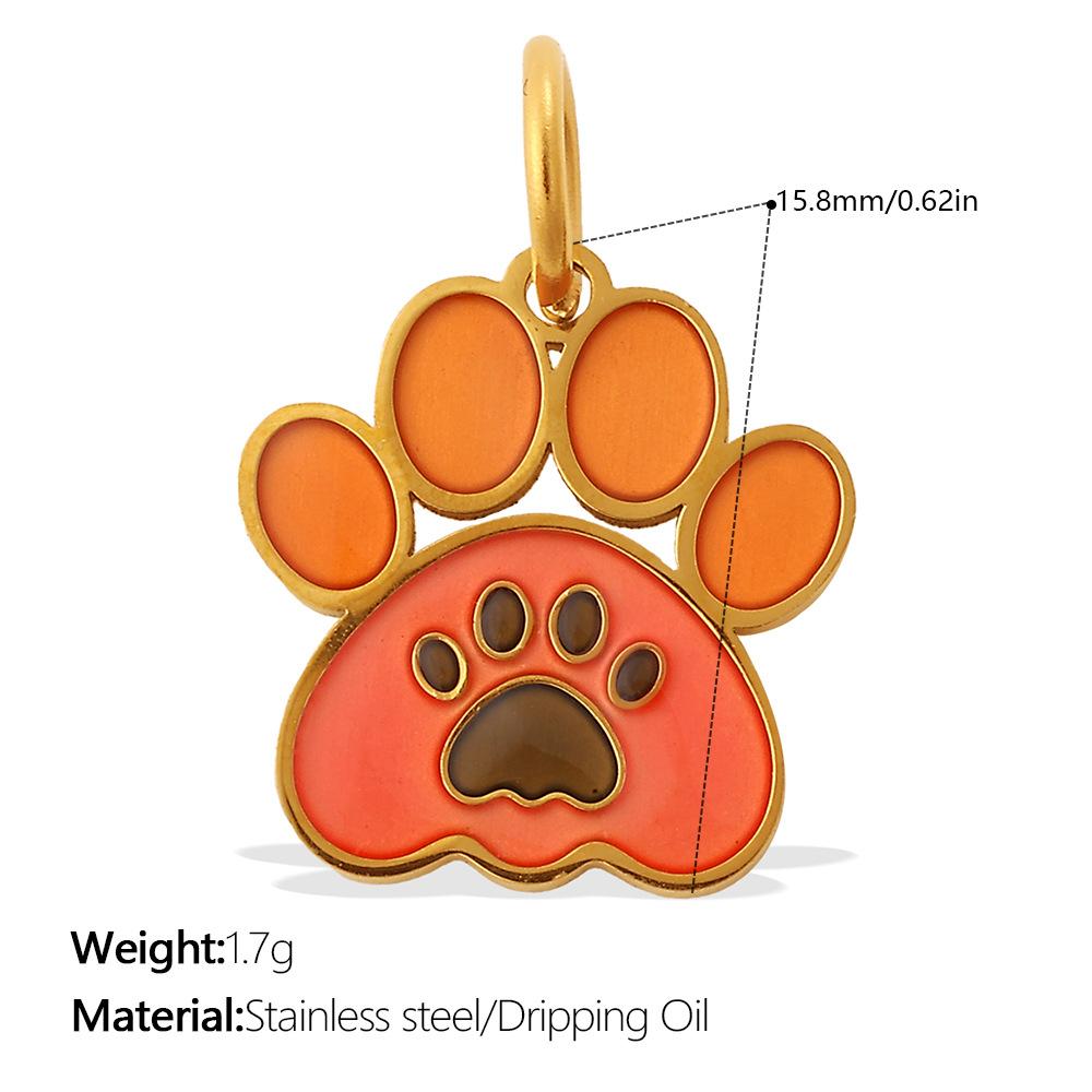  2Pcs Cartoon DIY Stainless Steel Drip Dog Paw Print Pendant Handmade Accessory Jewelry Gold Plated Charm Wholesale