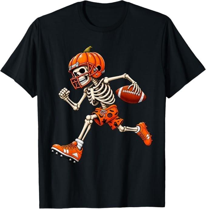 Vtipné kostlivé fotbalové halloweenské kostýmy pro muže, chlapce, děti Tričko
