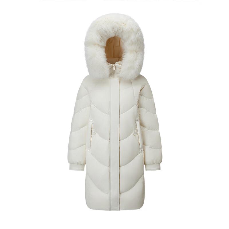 Qianrengang Women's Long Hooded Down Jacket with Large Fur Collar