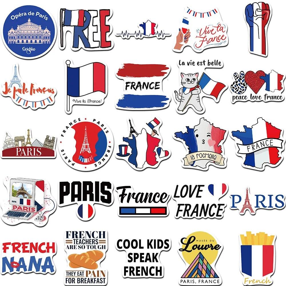 10/50Pcs Cartoon French Stickers Aesthetic Graffiti Stickers for DIY Luggage Laptop Skateboard Bicycle Stickers