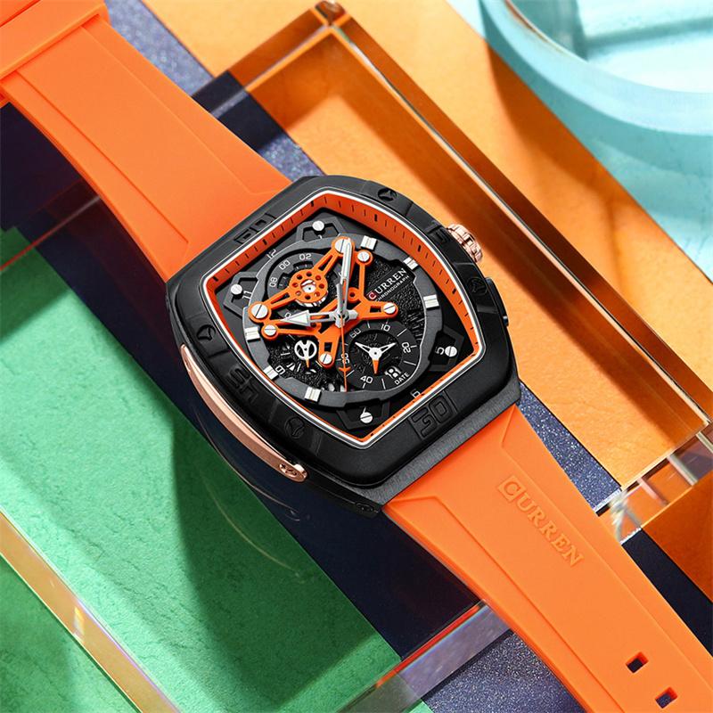 CURREN Montre-bracelet Homme Étanche Chronographe Calendrier Montre Homme Militaire Marque Supérieure Luxe Originale Sportive Horloge Mâle Cadeau 8443