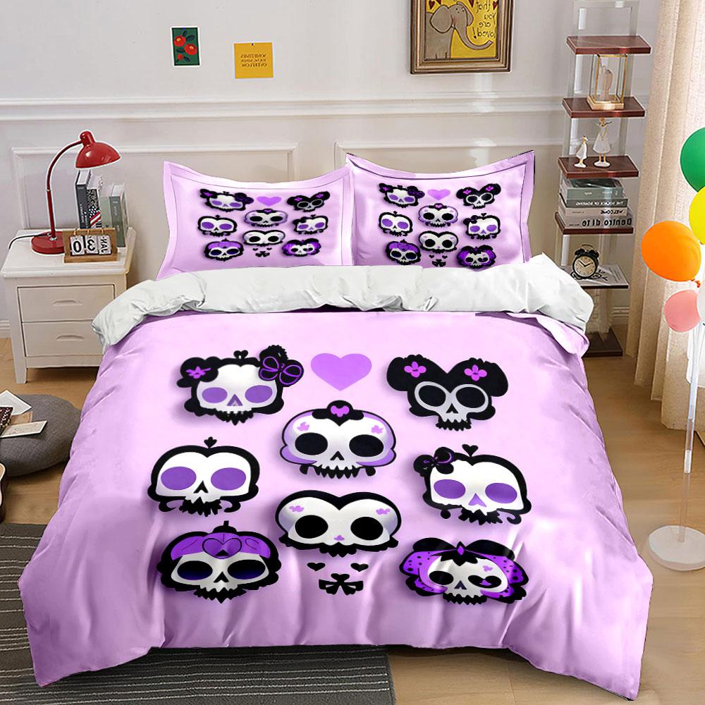 Skull-Themed Cute Accessories Set Kid'S And Adults' Bedroom Decor, Exquisite Three-Piece Bedding Set Gift