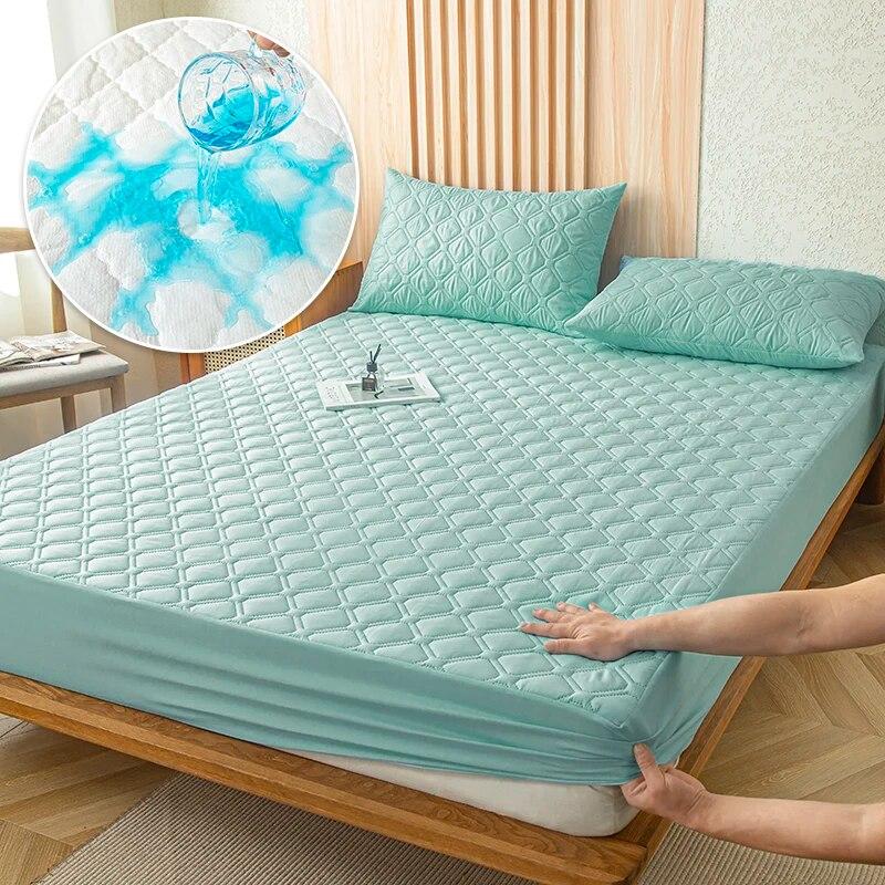 Waterproof Thicken Matter Cover Fitted Sheets Mattress Pad Protector Adjustable Bed Cover Anti-bacterial Bedspread 150/160x200cm