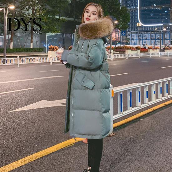 Versatile Cotton Coat Winter Women Jacket with Furry Hood Long Sleeves Pockets Heat Parka Retention Knee Length Zip-up Padded Solid Color Windproof