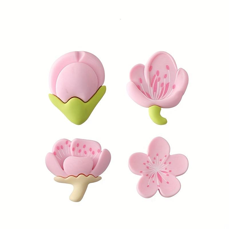 4pcs Kitchen Refrigerator Magnets – Soft Rubber Flower Stickers, Personalized 3D Stereoscopic, Fresh Style Decorative Absorbers