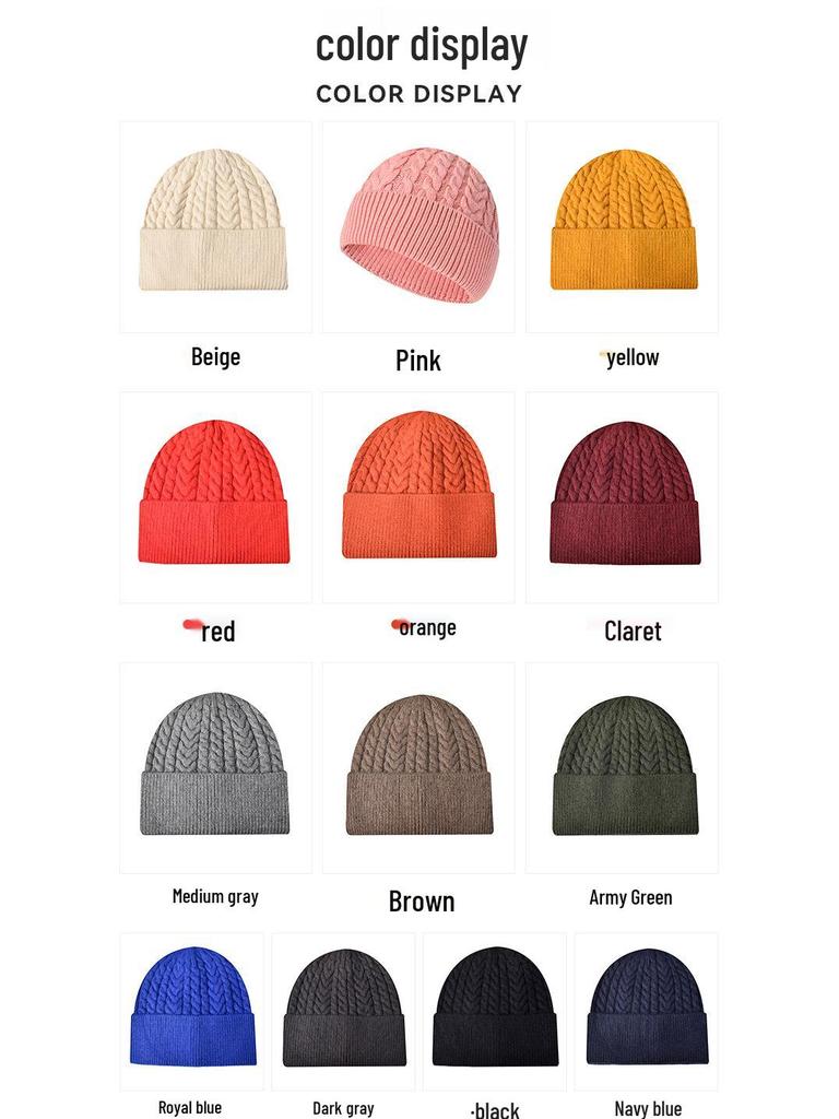 Winter Cable Knit Beanie with Earflaps - Face-Slimming Wool Hat for Women/Men