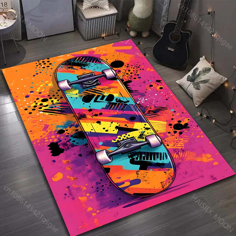 1PC Drawing Ideas Skateboard Print Carpet for Living Room Bedroom Sofa Doormat Decor Sofa Table Area Rug Non-slip Floor Mat