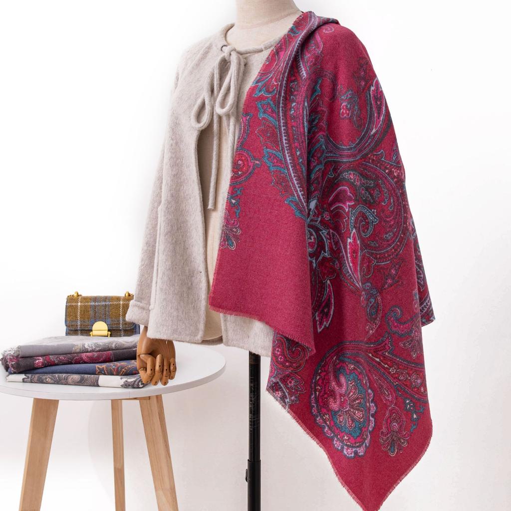 Scarf Autumn and Winter Cashew Print Women's European and American New Imitation Cashmere Shawl Thickened Warm and Cold Proof Scarf