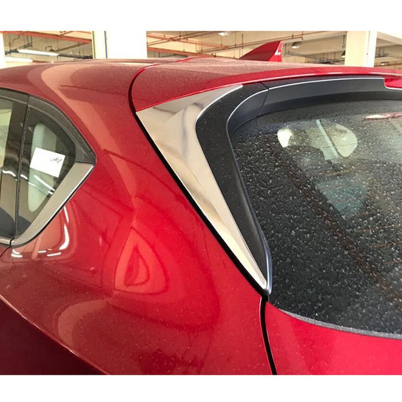 For Mazda CX-8 CX8 2016 2017 2018    Sticker Ornament Rear Tail Spoiler Side Triangle Molding Window Bezel Trim 2PCs