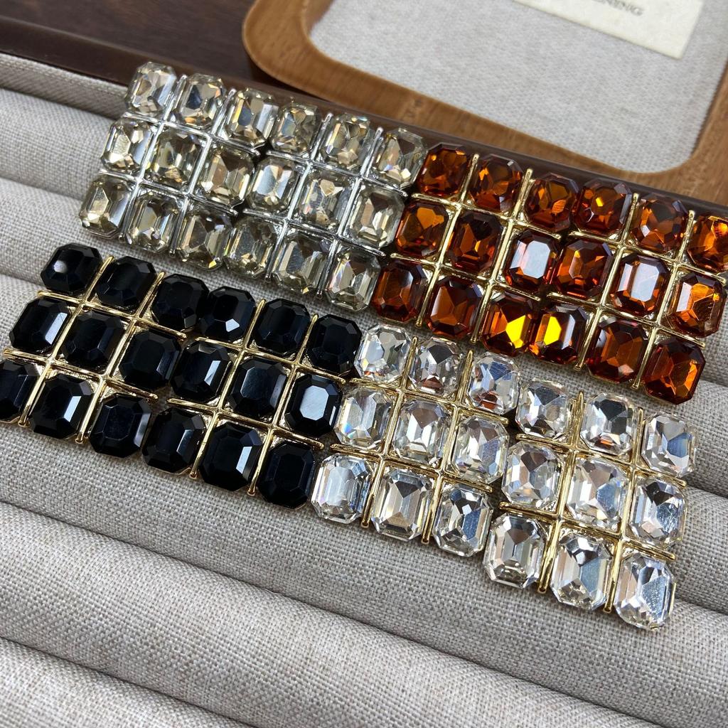 Fashion Retro Style Coffee White Glazed Earrings Jiugongge High-End Sense Medium And Ancient Style Stud Earrings Female