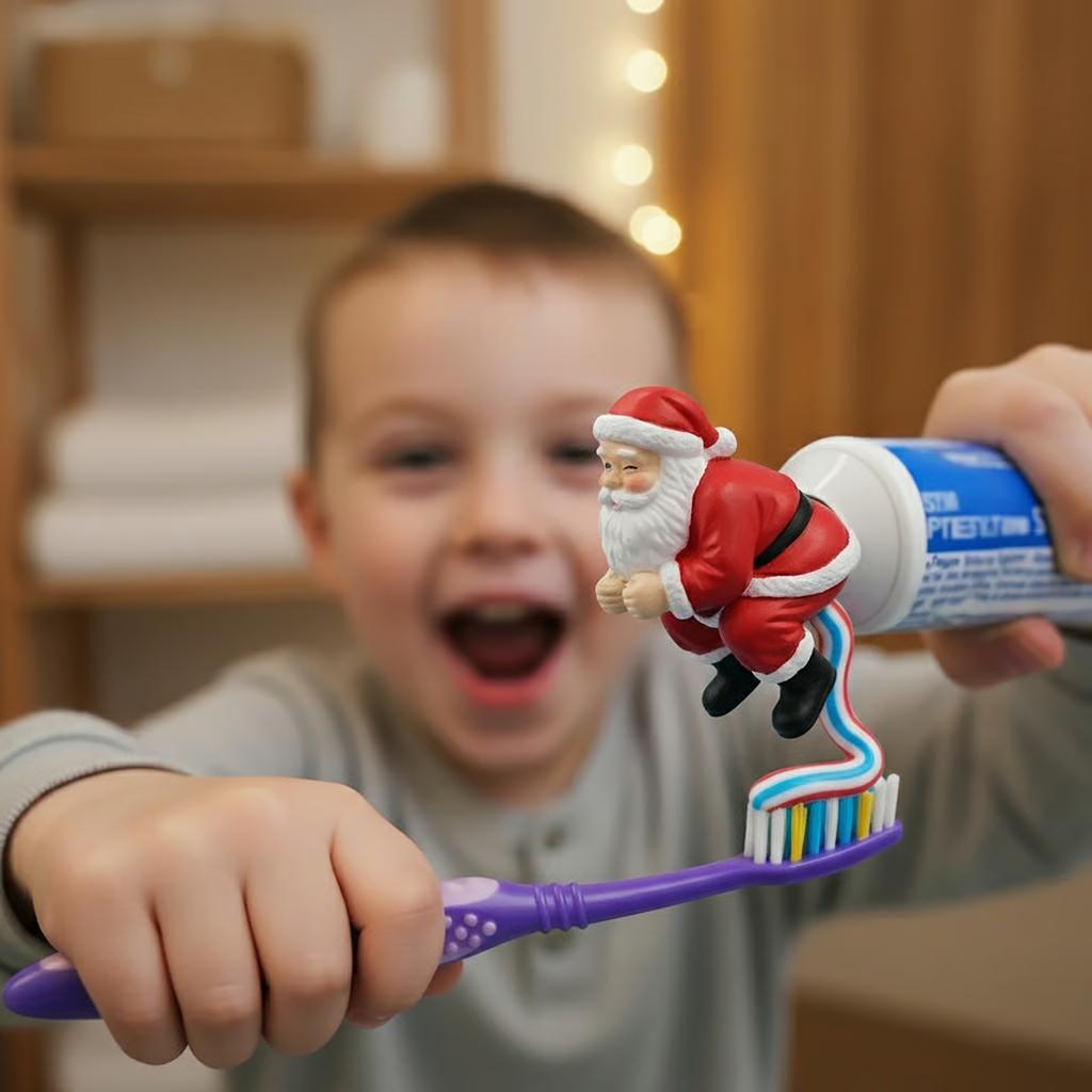 Jolly Santa Toothpaste Topper, 3D Rear End Excrement Squeezing Toothpaste Dispenser, Funny Butt Pooping Toothpastes Toppers