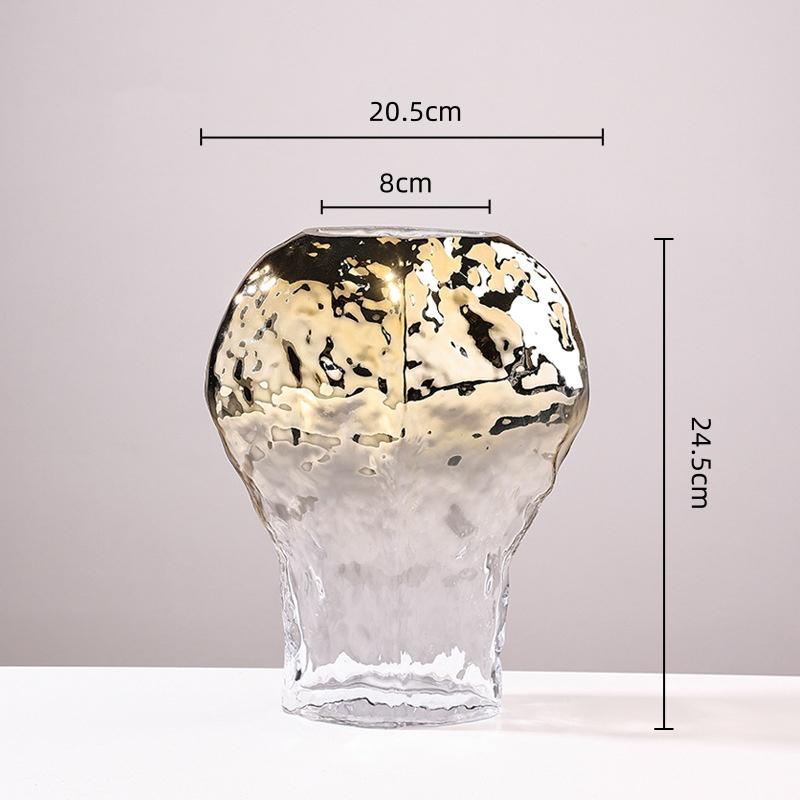 Glass Vase Golden Geometric Gradient Glass Bottle Hydroponics Terrarium Flower Vase Home Decoration Accessories