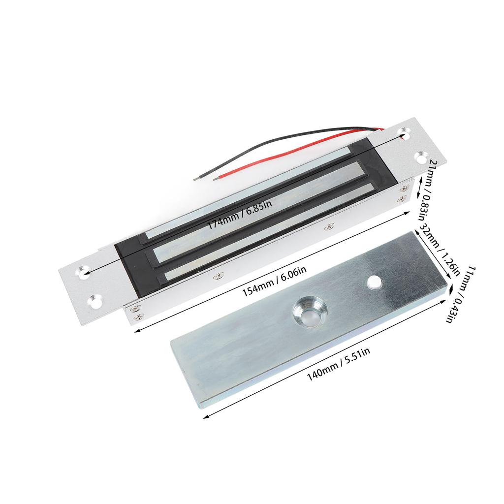 Single Door Electric Magnetic Lock 180KG Holding Force DC12V NC Mode Aluminum Alloy Electromagnetic Lock for Glass Wood Metal Fire Door