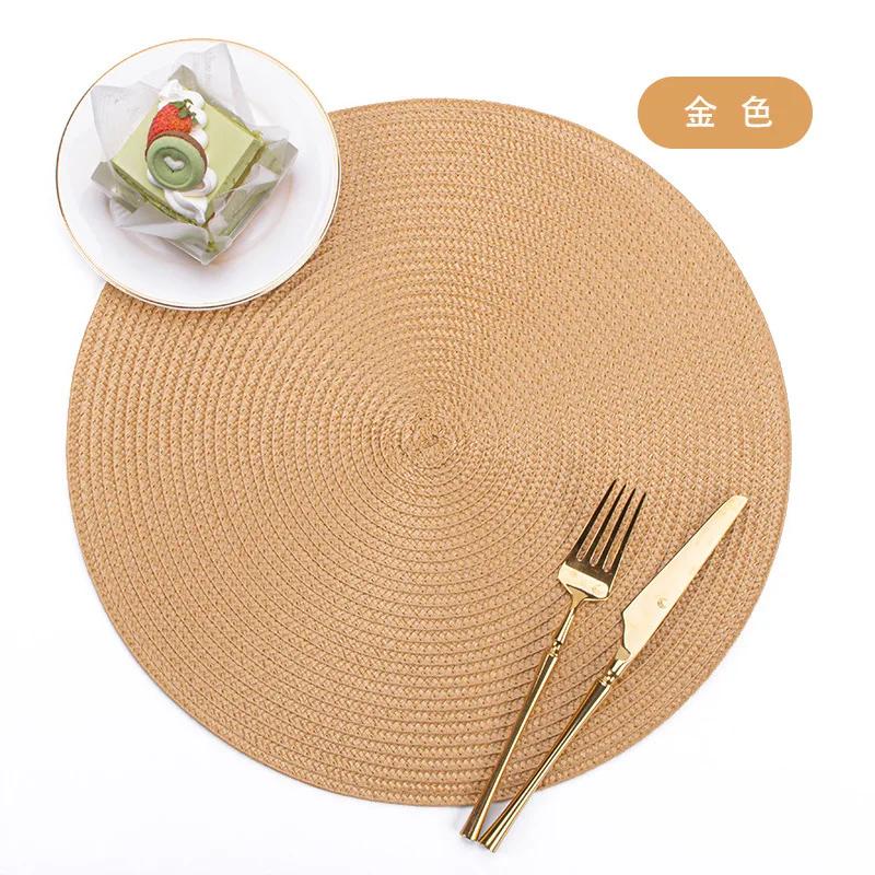 38cm European Style Round Woven Mats & Pads, Heat-Resistant and Non-Slip Place Mats for Dining Table, Ideal for Outdoor Picnic