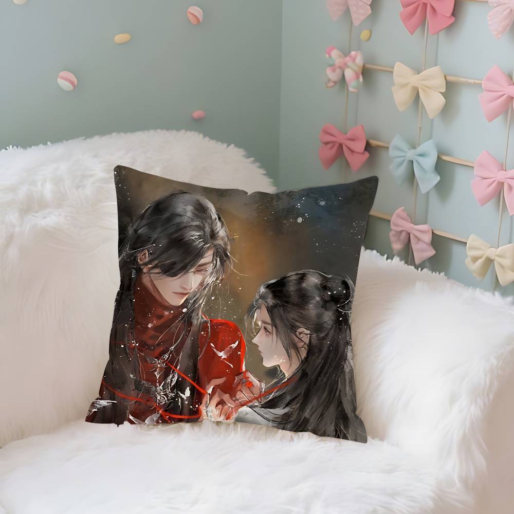 HHeaven Officials Blessing Case Plush Fabric Soft Pillowcase Double Sided Print Cushion Cover Household Gifts
