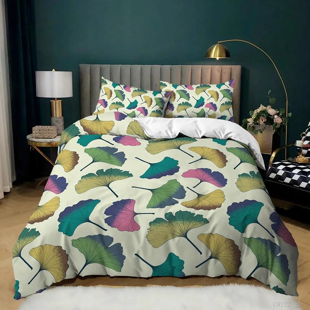 Комплект постельного белья с изображением растений Зеленый комплект постельного белья — фото 5