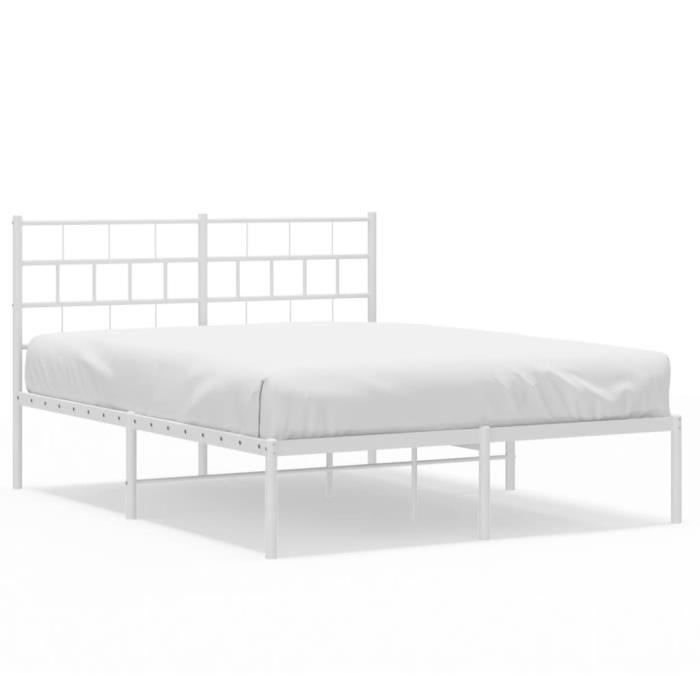 VidaXL Metal Bed Frame with White Headboard 160x200 Cm 355711