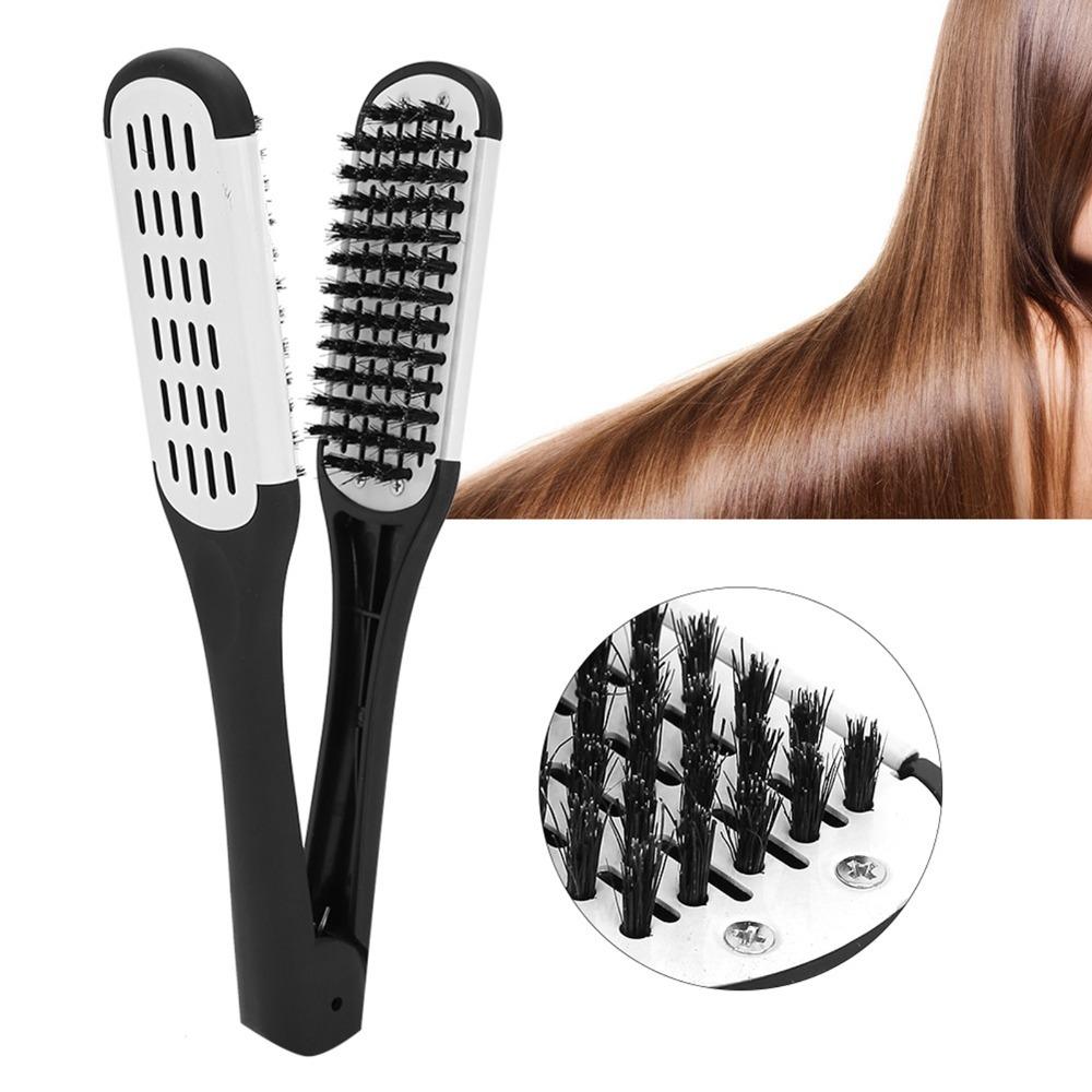 Double Sided Hair Straightening Comb Anti-Static V Shaped Clamp Styling Comb  Hair Straightening