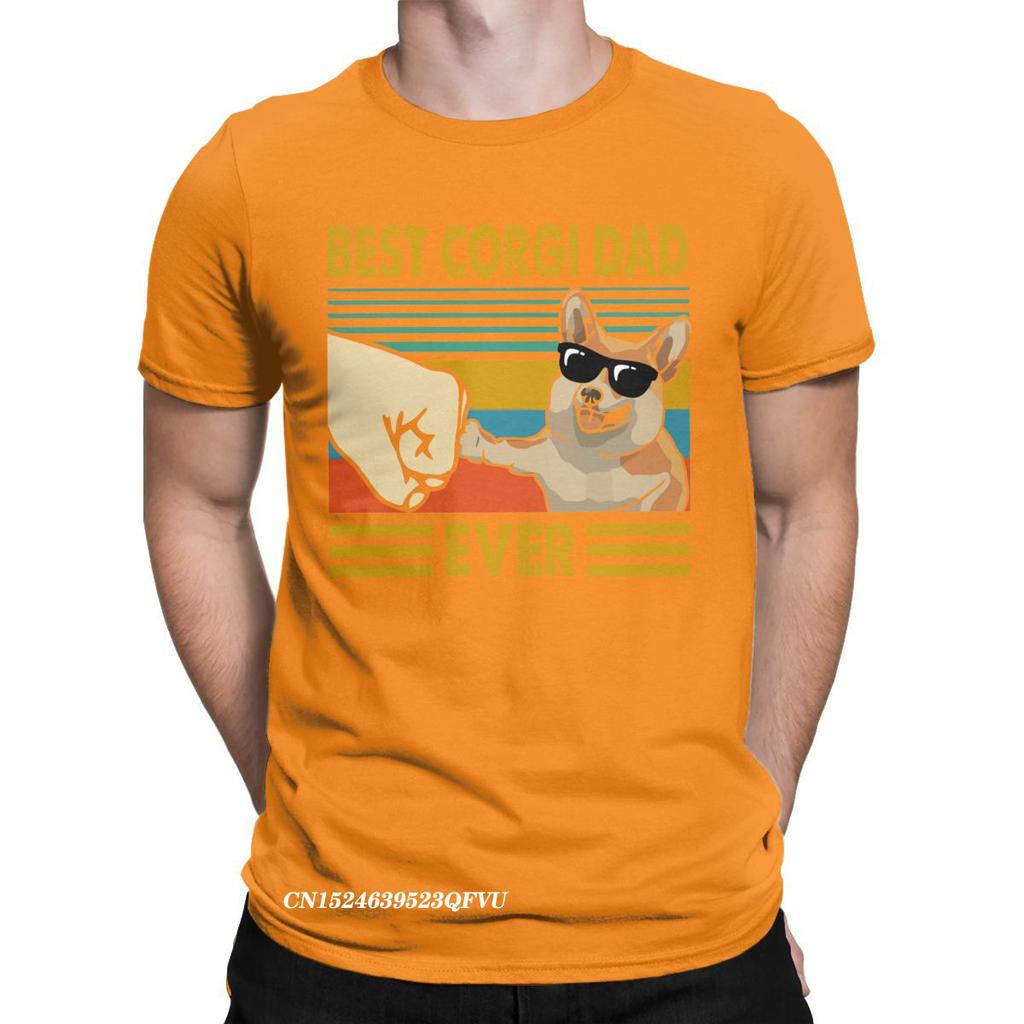 Men's T-Shirts Best Corgi Dad Ever Funny Corgi Owner Cool Cotton Tee Shirt Dog Animal Tshirt Round Collar Clothing Gift Idea