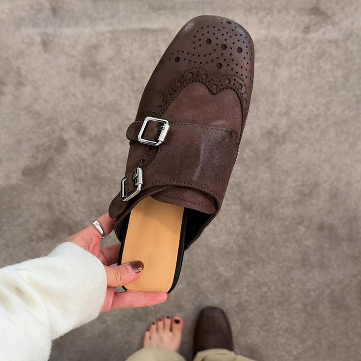 

Версия из мягкой кожи~ однопедальные двубортные из мягкой кожи черные туфли-лодочки женские ретро универсальные с квадратным носком на блочном каблуке полушлепанцы 40