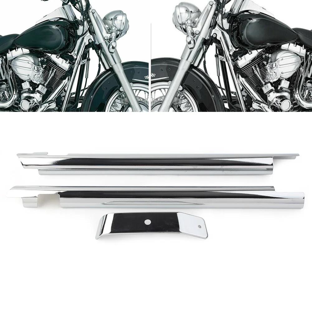 1Pair Motorbike Frame Cover Front Chrome Down Tube Cover For Harley Softail Fat Boy Twin Cam Heritage CVO FLSTSE FXSTC FLSTF