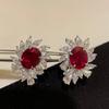 Hui Zhi Yi Jewelry 2023: Silver Light Luxury Pigeon Blood Red Earrings with 8x10mm High Carbon Diamond
