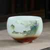 1pcs 100ml Coarse Pottery Teacup Single Cup Large Handmade  Ceramic Kung Fu Tea Set  Hand-painted Firewood Master Cup.