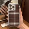 INS Fashion Brown Grid Phone Case for iPhone 17 16e 16 15 14 13 12 11 Air Pro Max X XR XSMAX 8 Plus Luxury Clear Soft Back Cover