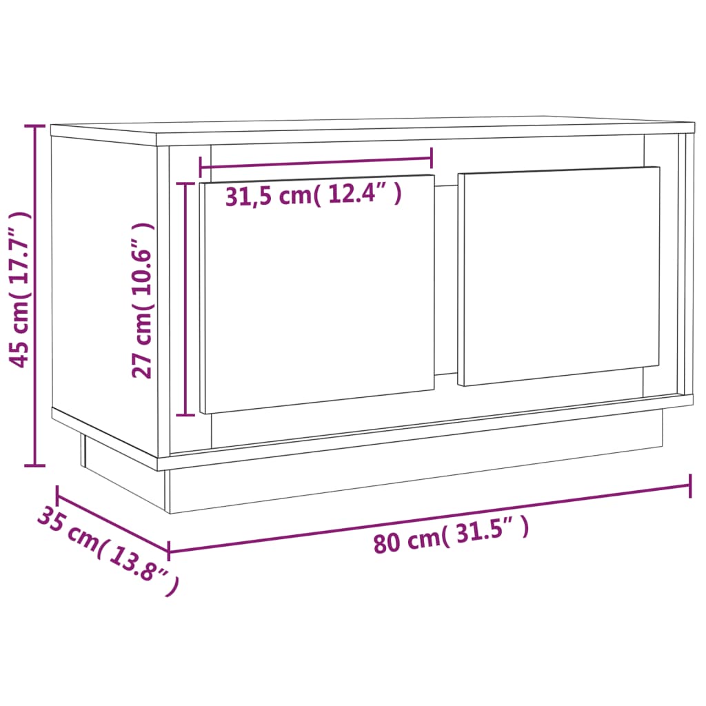 TV Cabinet White 80 x 35 x 45 cm Particleboard