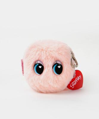 Glow Pink Furry Pouch Keyring
