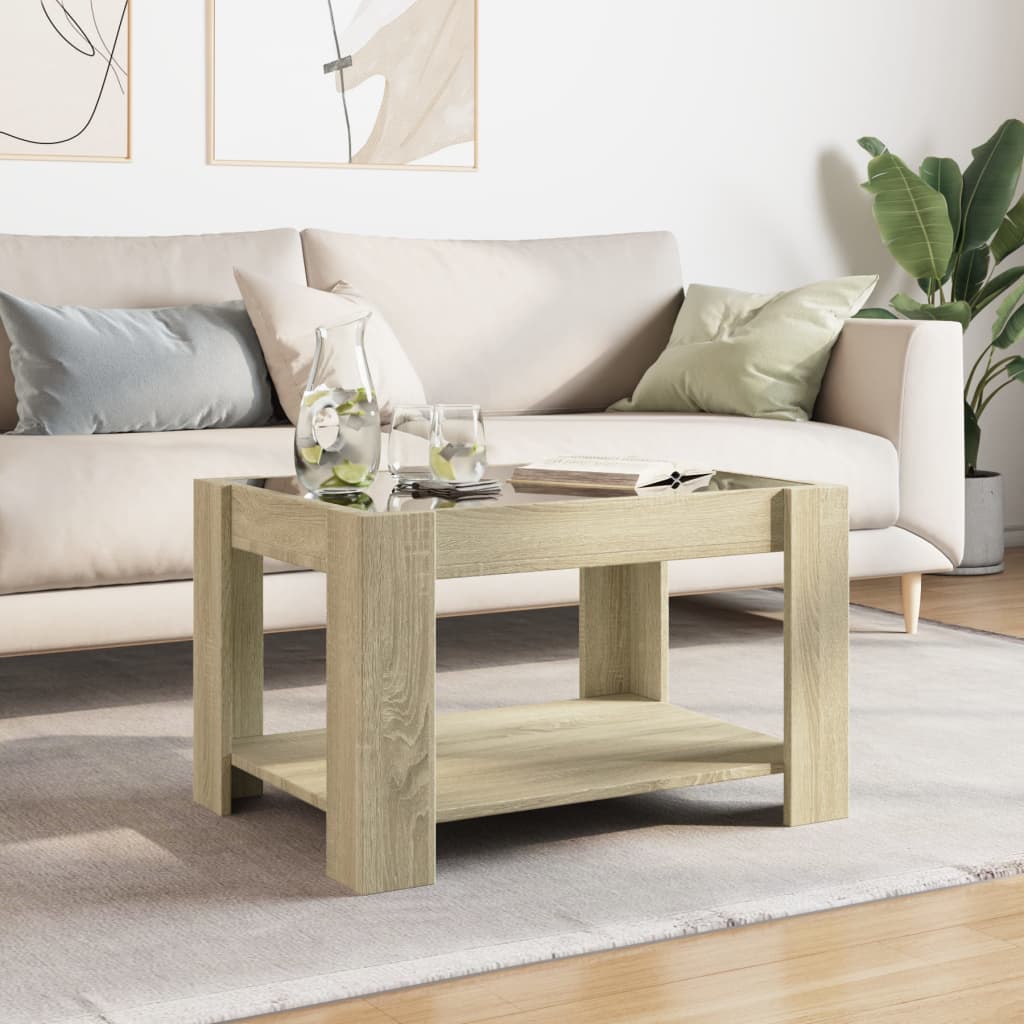 LED Coffee Table Sonoma Oak 73 x 53 x 45 cm Particleboard