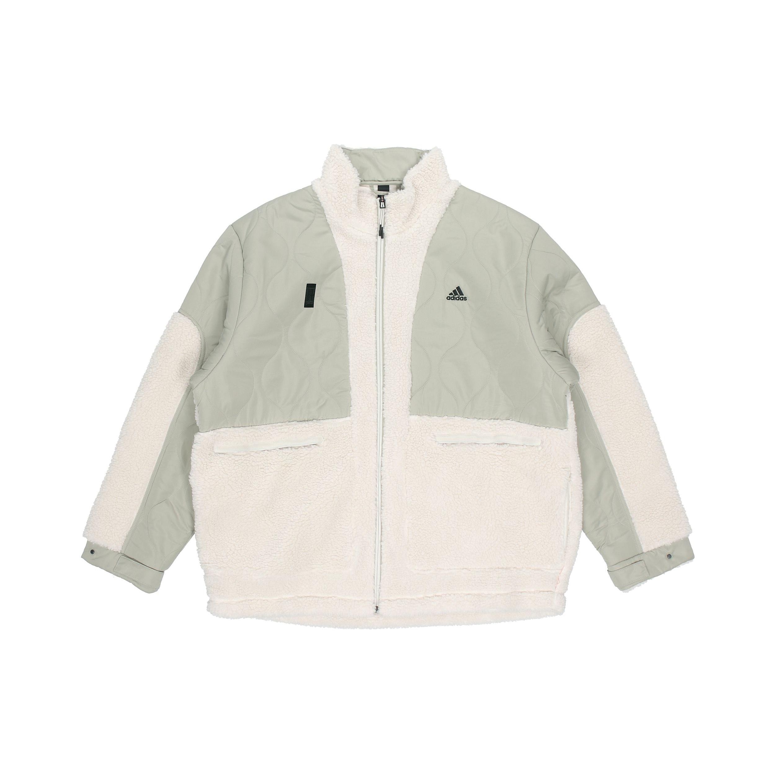 Men s adidas Wj Mixboa Jkt Martial Arts Series Lamb s Wool Splicing Stand Collar Sports Logo Jacket Creamy White H40244 XL