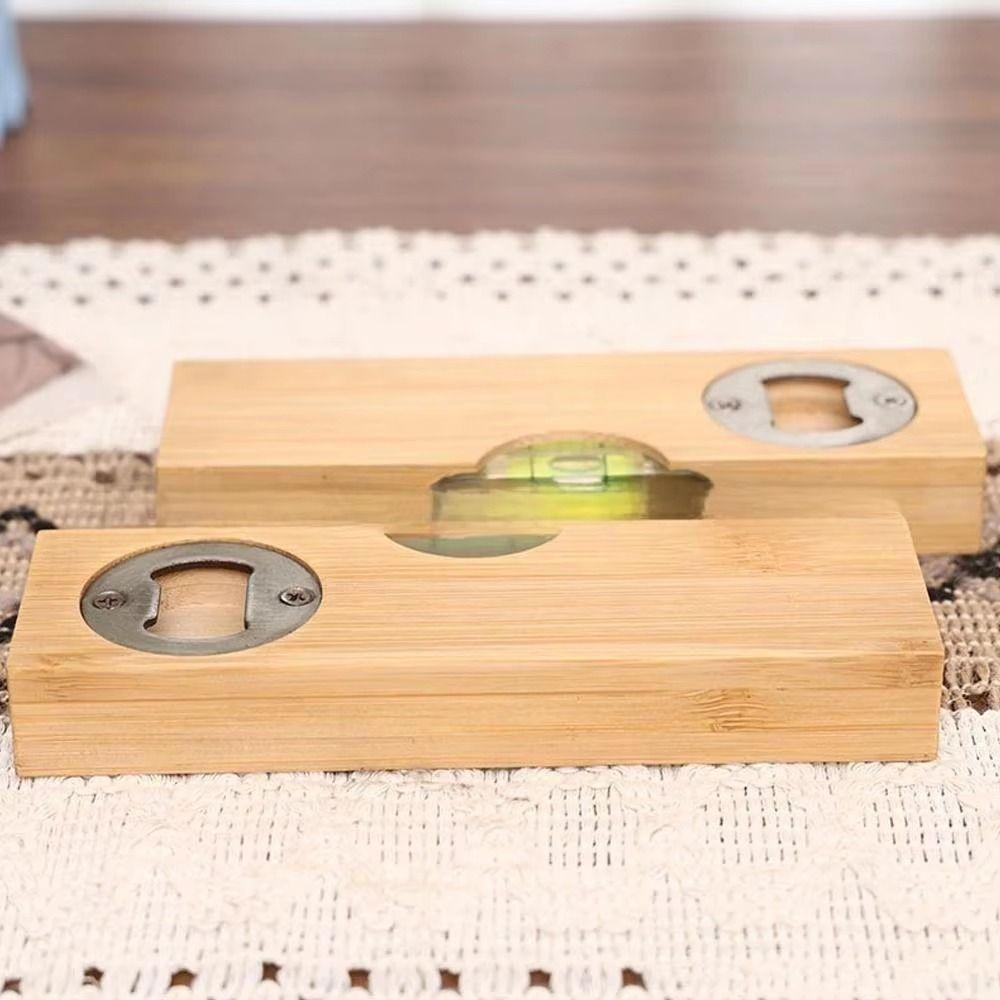 2pcs 2 in 1 Wooden Bottle Opener Practical Leveler with Opener  Kitchen Measuring