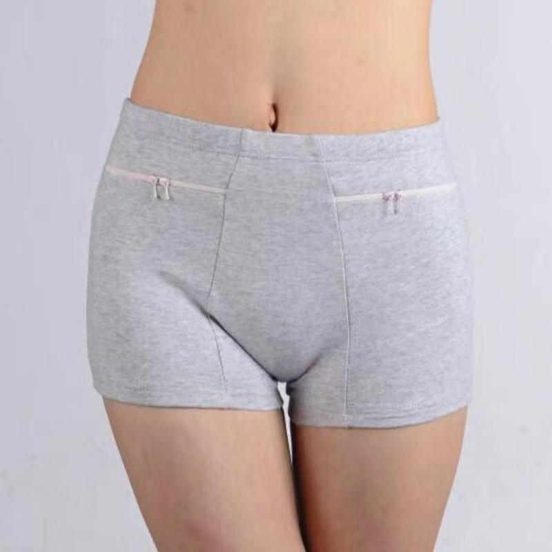 Women Cotton Panties High Waist Briefs Pockets Zipper Underwear Plus Size Underpants Simple Elderly Female Safety Shorts Pants Pants-shorts Bikinis