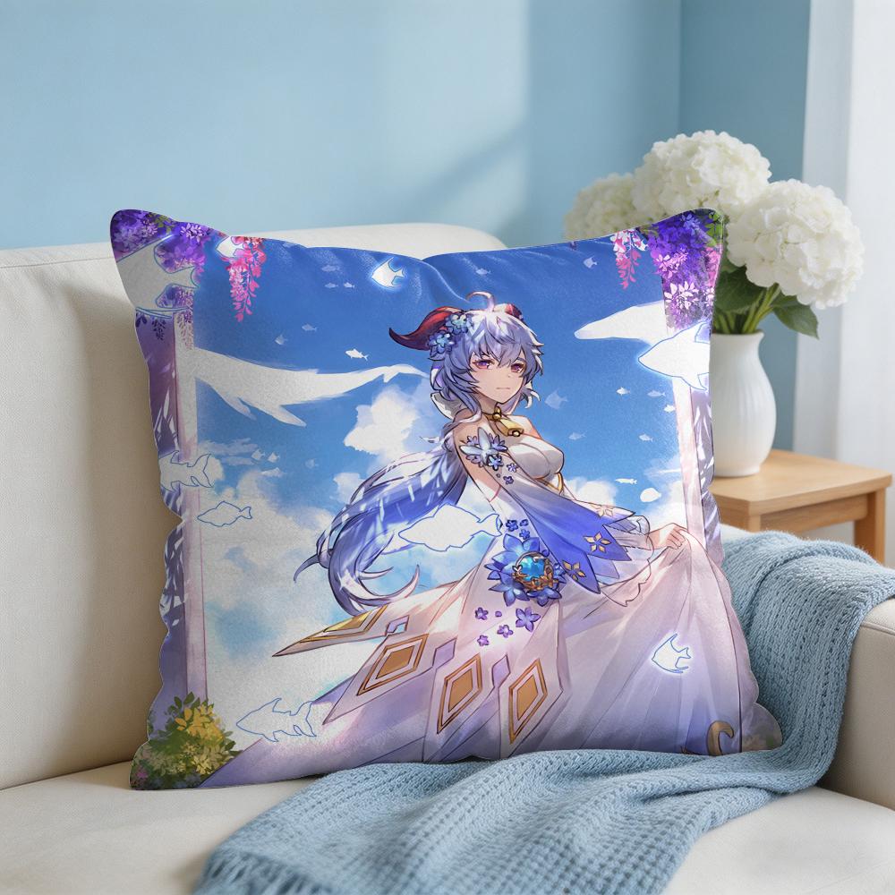 Ganyu Genshin Impact Cushion Cover Square Pillow Bedroom Sofa Leisure Comfort Living Room Home Decoration X