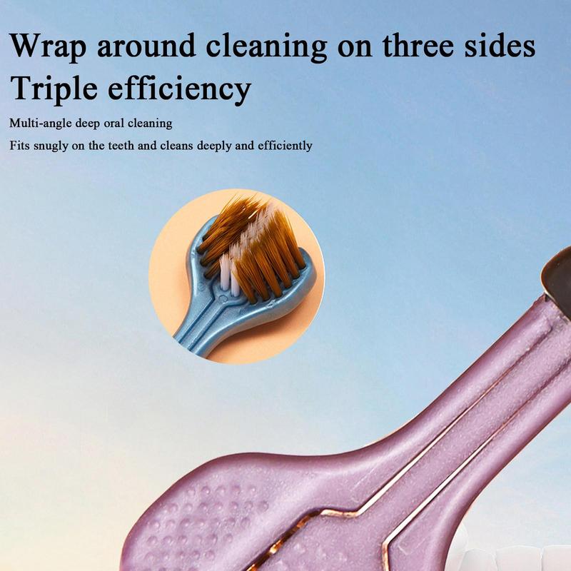 2pcs Three-Sided Toothbrush Adults Soft Bristles Tooth Brush V Shaped Teeth Whitening Brushes Household Oral Care Hygiene Tools