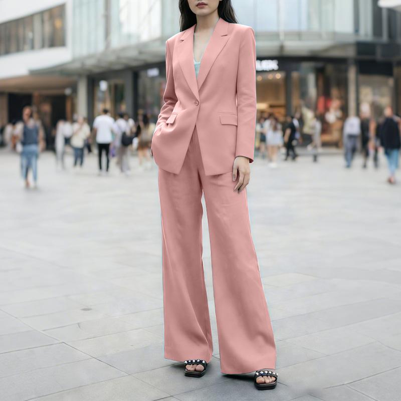 ZANZEA Women Long Sleeve Blazer and Pants Casual Two Piece Suit Sets