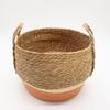 Straw & Seagrass Large Baskets – Natural & Orange- Set of 3