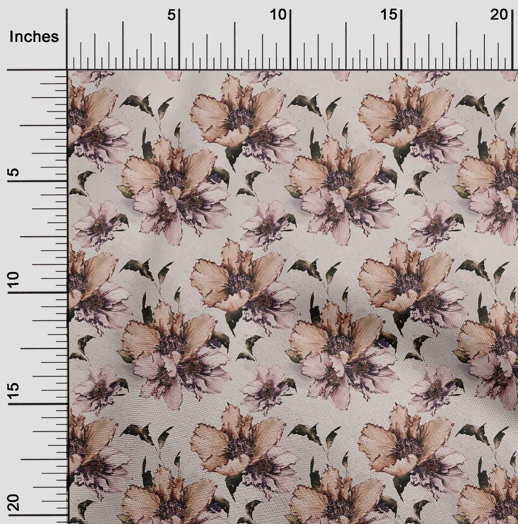 oneOone Cotton Flex Dusty Pink Fabric Florals Craft Projects Decor Fabric Printed By The Yard 40 Inch