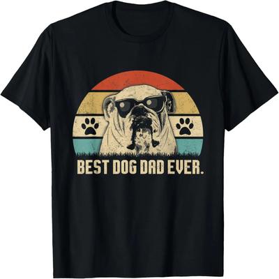 Vintage Best English Bulldog DAD Ever Shirt Fathers Day Gift T-Shirt