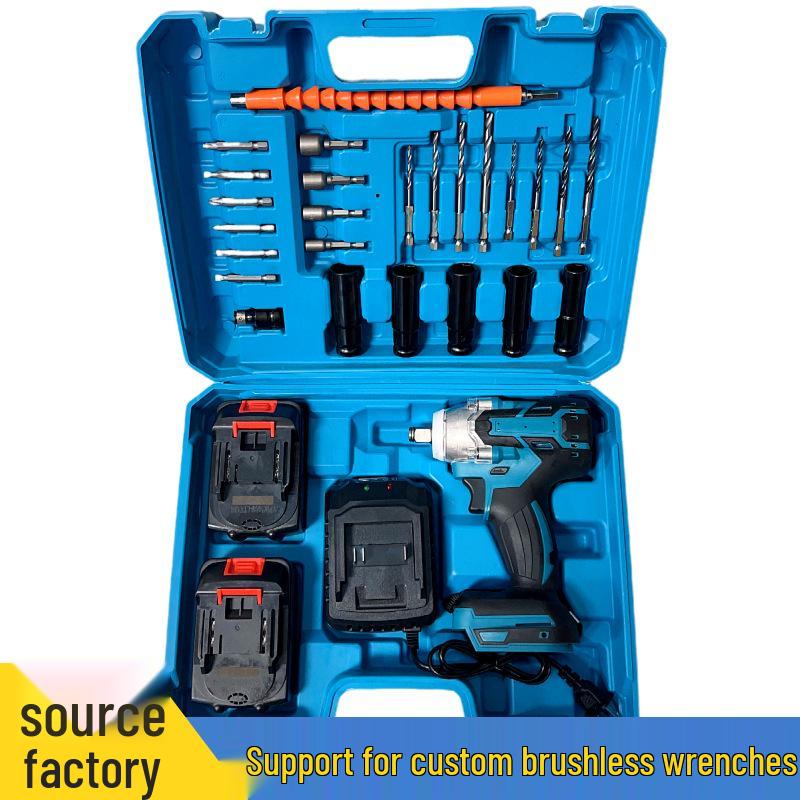 High-Torque Brushless Electric Impact Wrench Set with Lithium Battery for Woodworking & Auto Repair