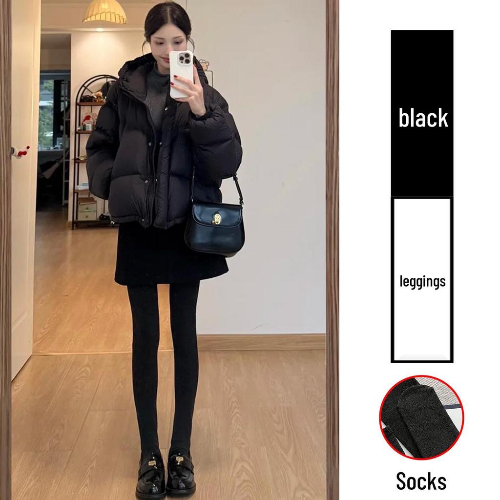 Women's Thickened Dark Gray Leggings, Plus Velvet, Extra Warm, Autumn/Winter Outerwear with Lambswool