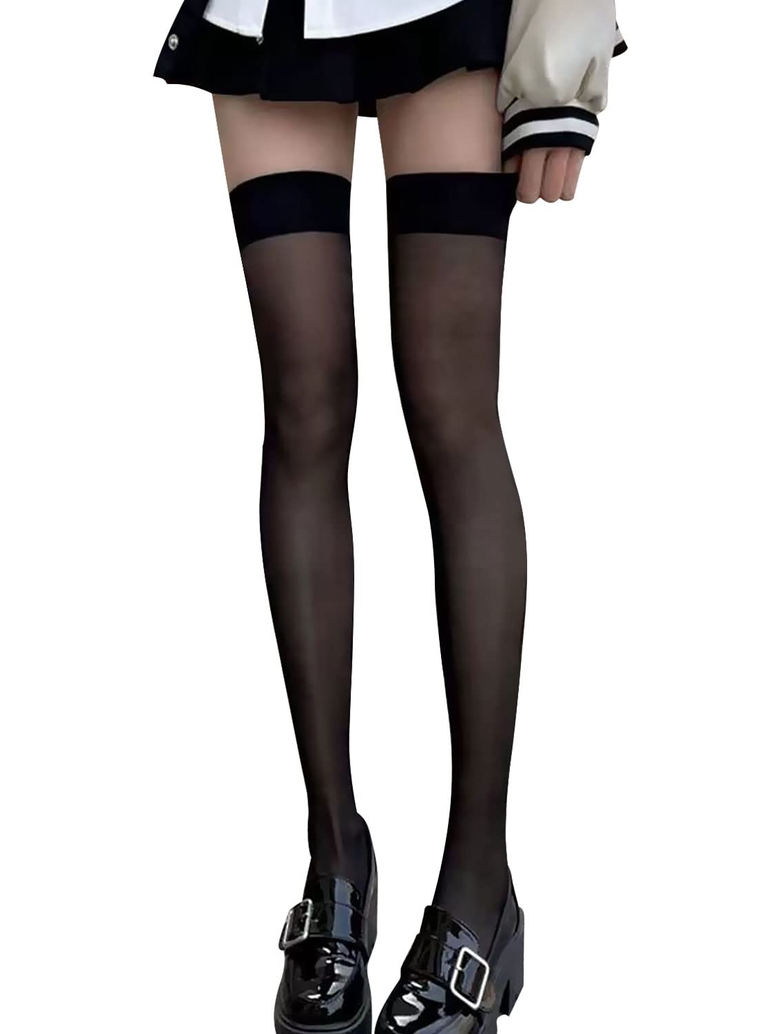 

Sexy Fishnet Highly No Garter Belt [FQLYP] Knee-High Stockings, Stockings, Lace, Breathable, Stretchy, чорний