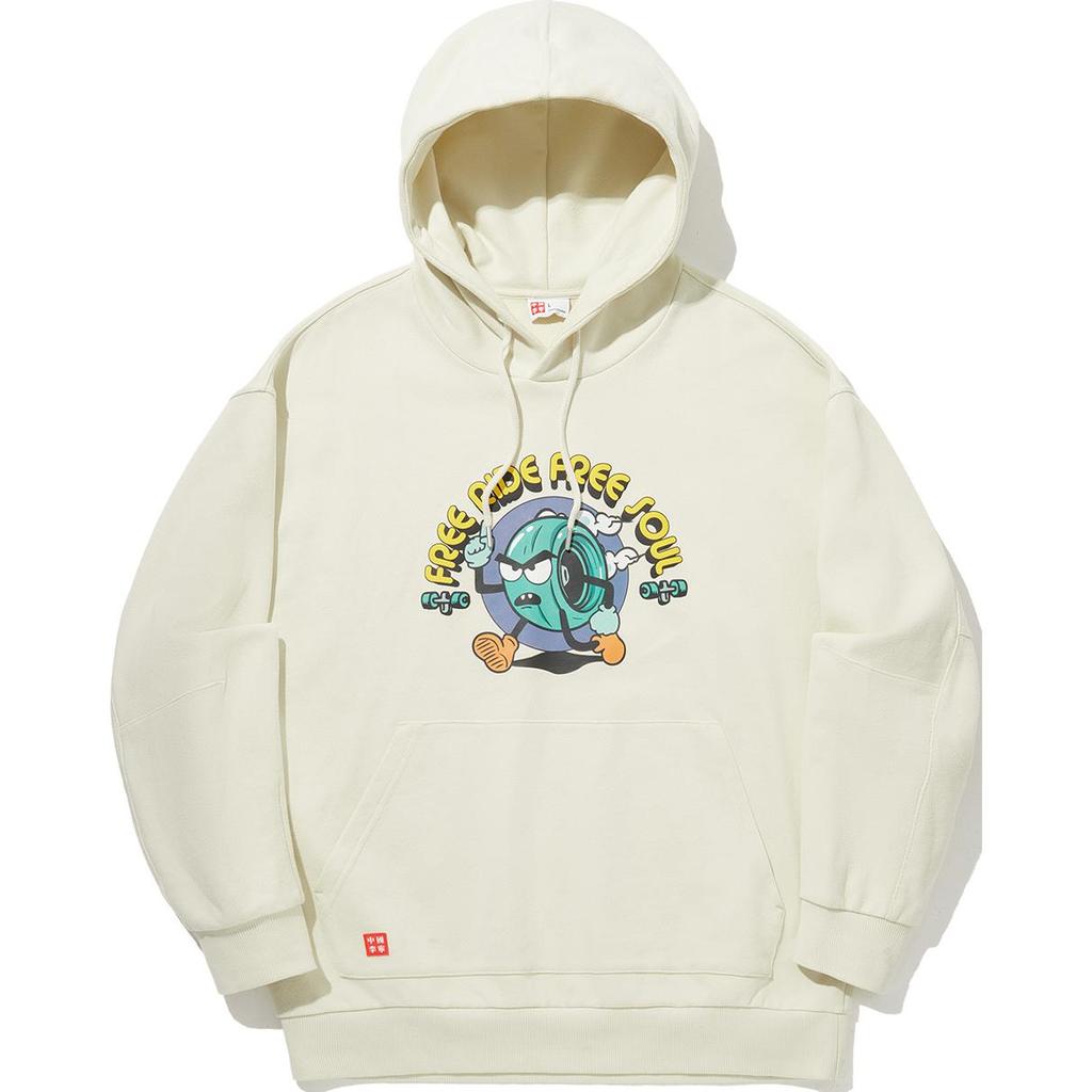 Li Ning Skateboard Series Loose Hooded Pullover Sweatshirt Unisex Sweatshirt Cream-Yellow AWDUB37-1